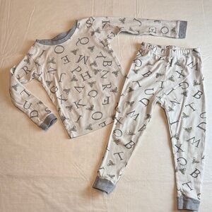 Burt's Bees Alphabet Print Kids Gray Pajama Set Organic Cotton Size 3T